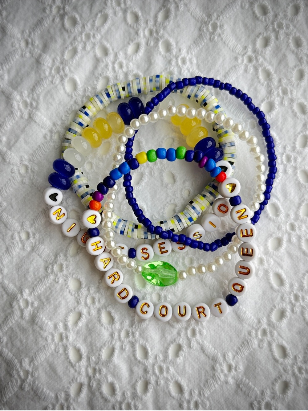 Tenniscore | Handmade Beaded Bracelet Stack of 5 | Summer NYC Grand Slam |